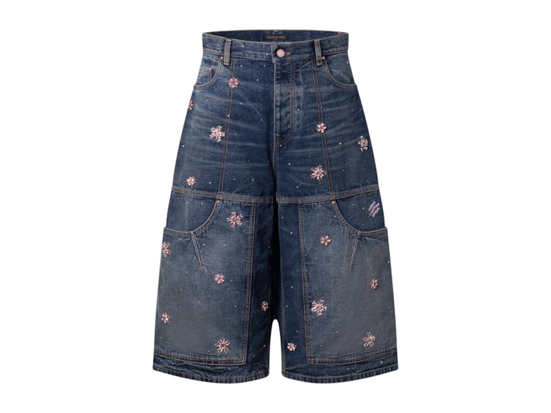 Louis Vuitton x Nigo Embroidered Denim Workwear Shorts