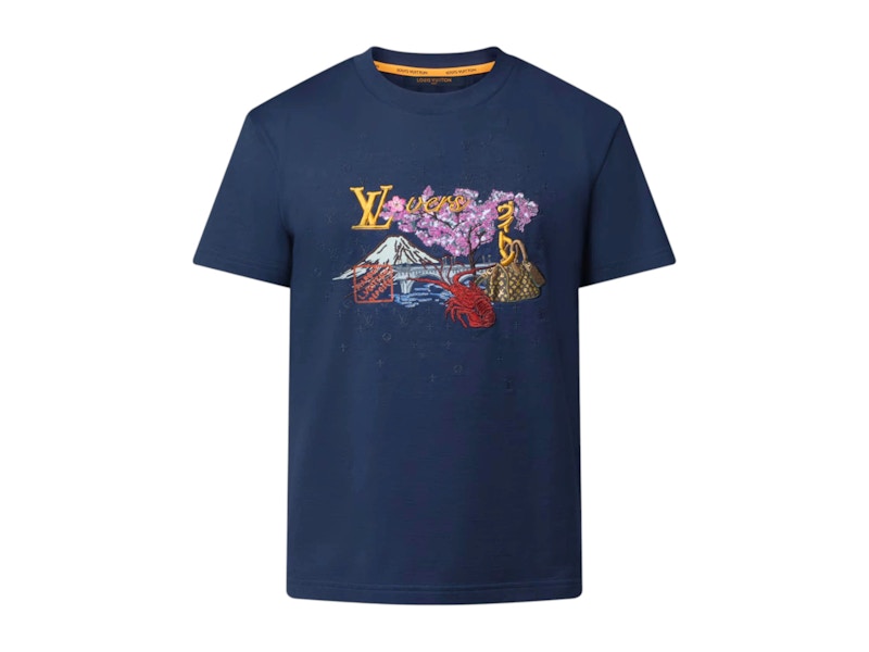 【NIGO☆主役級の可愛さ】Louis Vuitton★グラフィックTシャツ Louis Vuitton x Nigo Embroidered T-Shirt Deep Navy メンズ