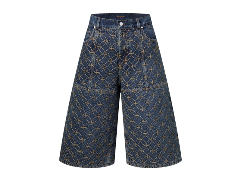 LV x NIGOコラボ デニムワークウェアショーツ 関税込 Louis Vuitton x Nigo Embroidered Denim Workwear Shorts