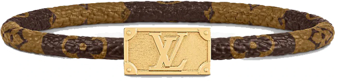 LOUIS VUITTON Essential V Monogram Canvas Bracelet Brown Size 15