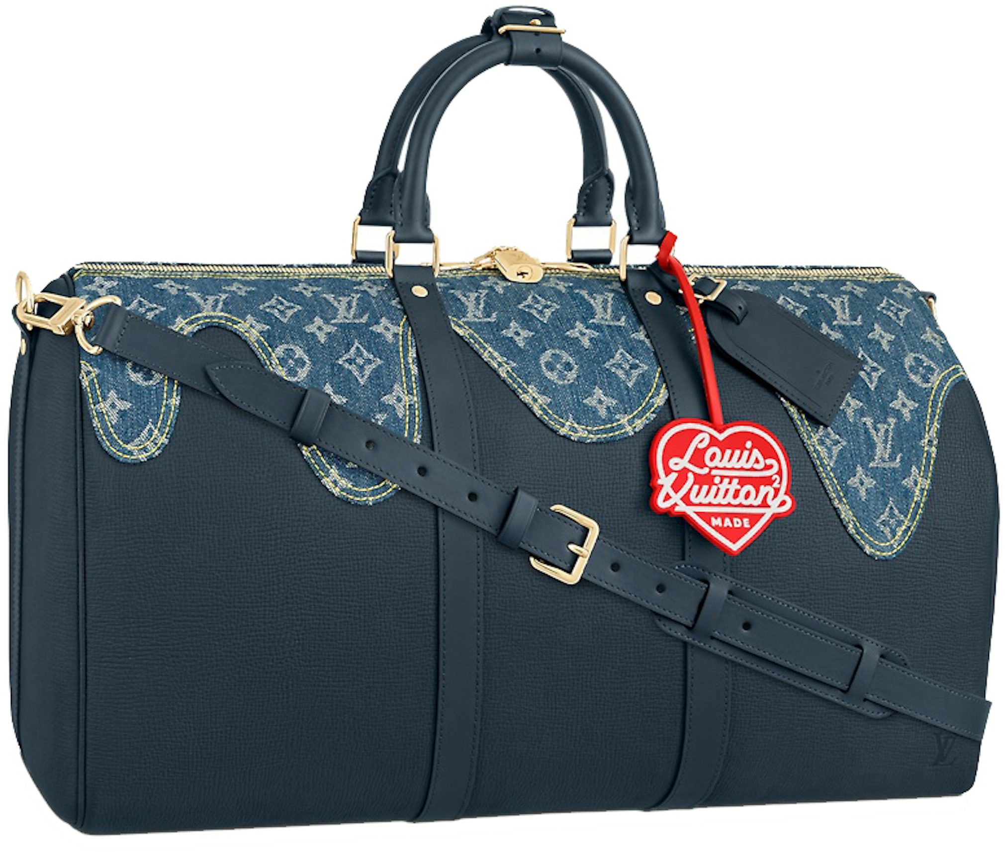 Louis Vuitton x Nigo Keepall Bandouliere 50 Monogram Blue in Denim/Leather  with Gold-tone - US