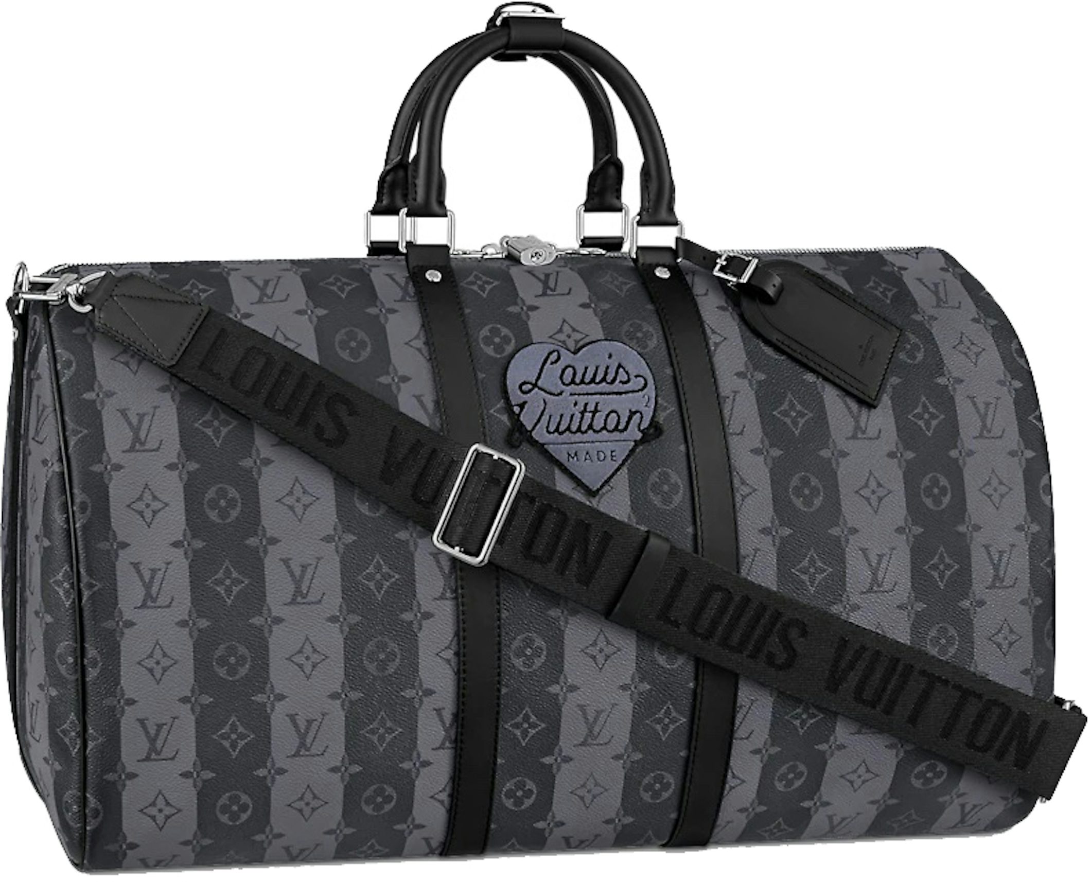 Louis Vuitton Nigo Grey Striped Monogram Keepall 55 – Savonches