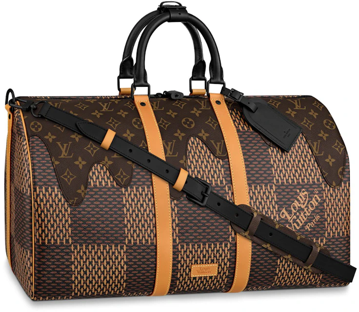 Louis Vuitton x Nigo Keepall Bandouliere Damier Ebene Giant 50 in Coated with