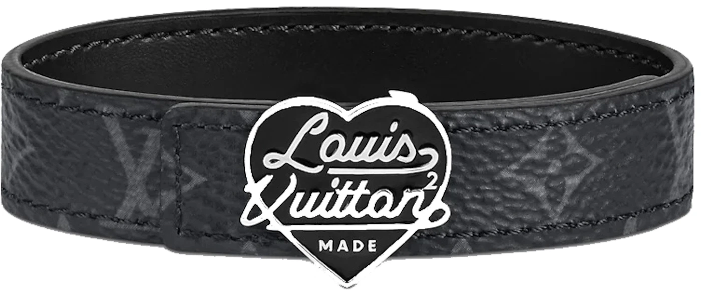 Louis Vuitton Men's Black Canvas LV Initiales 14 mm Reversible Bracelet M6428D