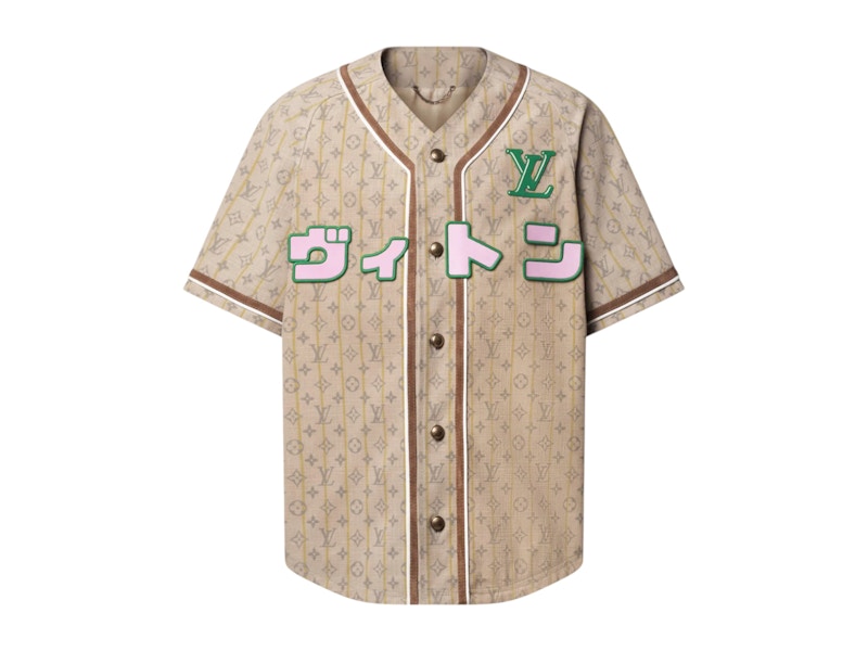 LV x NIGOコラボ Leather Baseball Shirt 関税込 Louis Vuitton x Nigo Leather Baseball Shirt Beige Men's