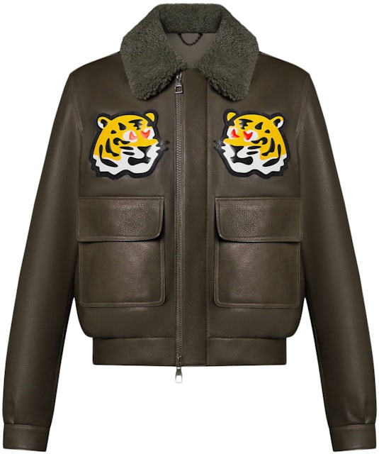Louis Vuitton x Nigo Leather Blouson with Tiger Patches Jacket Dark Khaki  Men's - FW21 - US