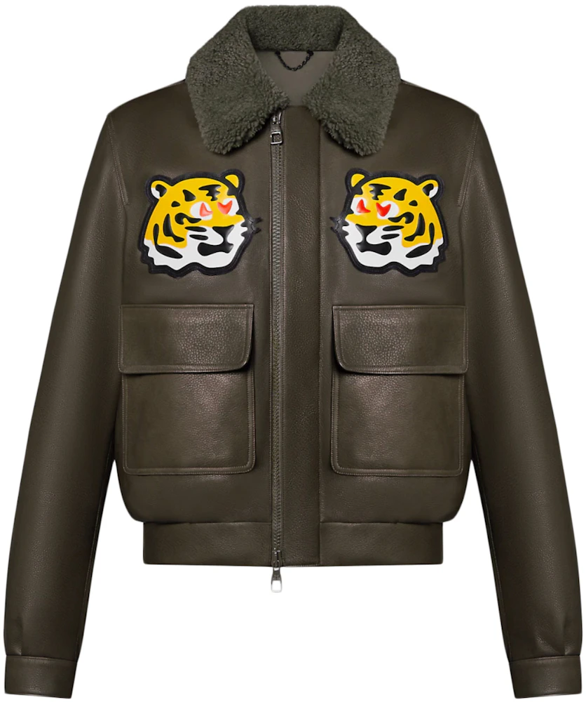 Louis Vuitton x Nigo Leather Blouson with Tiger Patches Jacket Dark Khaki  Hombre - FW21 - MX
