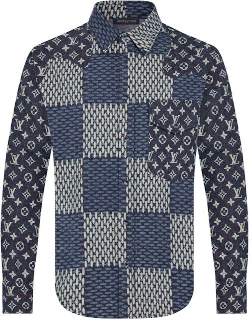 Louis Vuitton x Nigo MNGM Waves Giant Damier Flannel Shirt Indigo