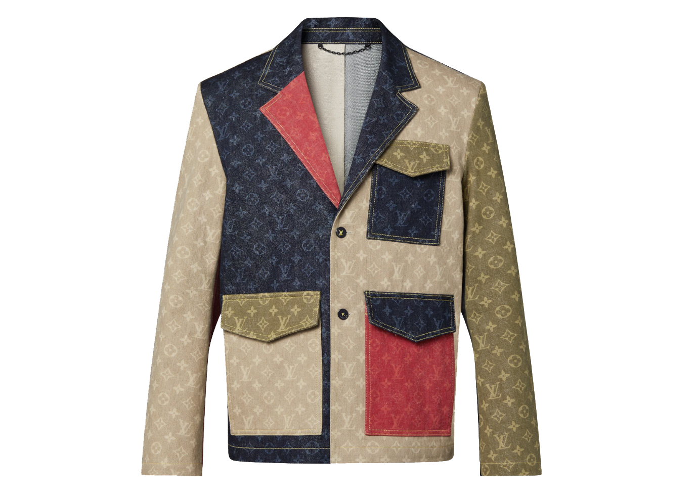 Louis Vuitton x Nigo Monogram Colorblock Tailored Denim Jacket Indigo
