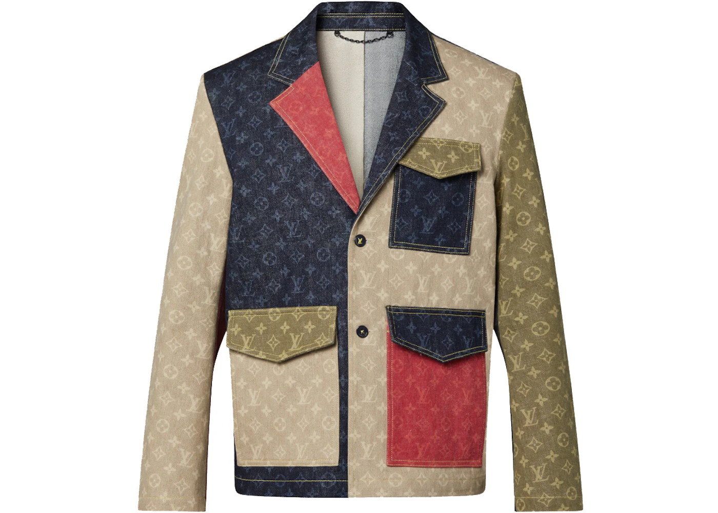Louis Vuitton x Nigo Monogram Colorblock Tailored Denim Jacket Indigo Men's  - FW21 - GB