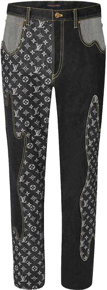 Louis Vuitton x Nigo Monogram Crazy Denim Pants Black Men's - FW21