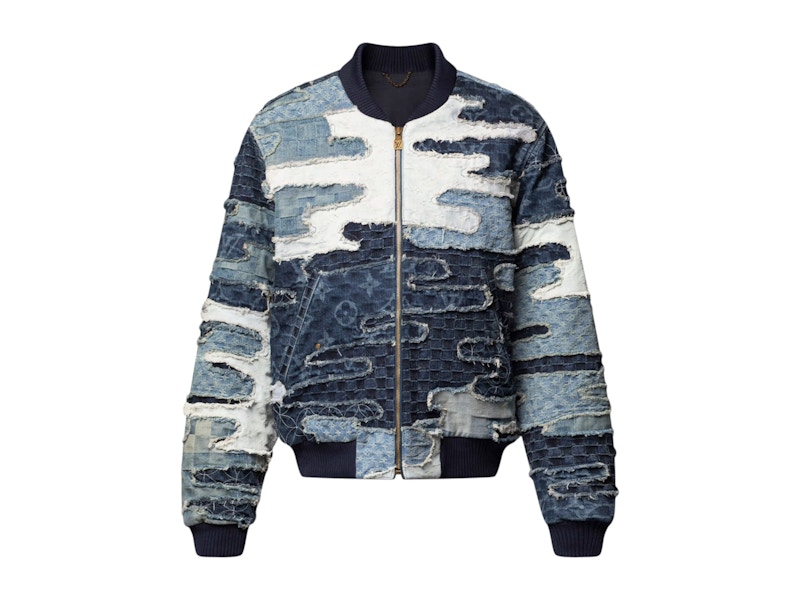 【NIGOコラボ /シックに】Louis Vuitton ボンバージャケット Louis Vuitton x Nigo Patchwork Denim Bomber Jacket Indigo