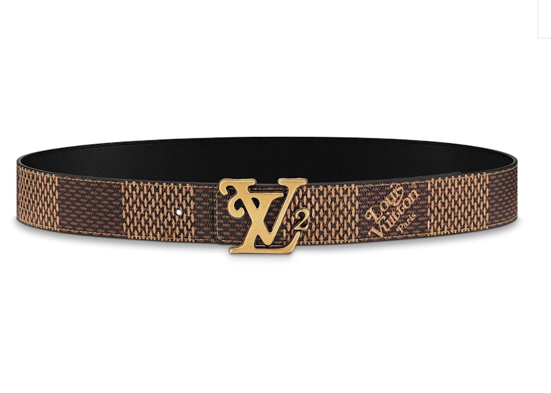 LOUIS VUITTON MP216Q LV SHAPE 40MM ORANGE BUCKLE BROWN MONOGRAM BELT SIZE  95  eBay