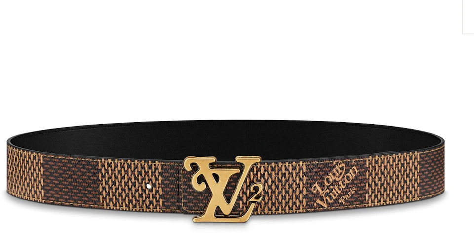 Louis Vuitton x Squared Reversible Belt Damier Ebene Giant 40MM Brown Coated Canvas with