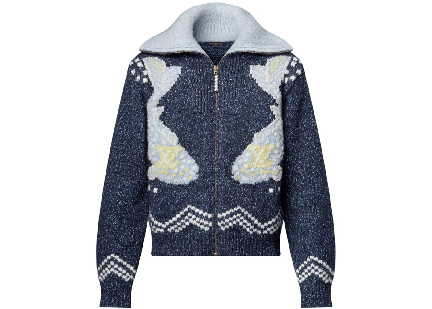 Veste en maille zippe Louis Vuitton x Nigo bleu marine fonc Homme de la Collection - SS25 - FR Veste en maille zippe Louis Vuitton x Nigo bleu marine fonc Homme de la Collection - SS25 - FR