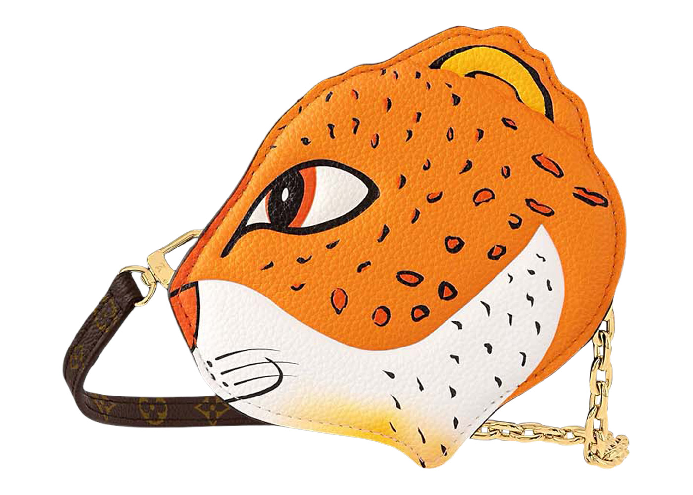 Louis Vuitton x Sun Yitian Wallet On Chain Leopard Orange in ...