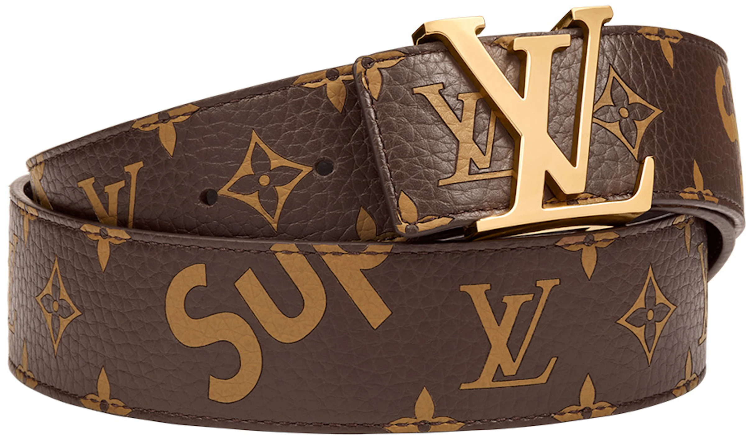 Praktisch Op de kop van Pardon Louis Vuitton x Supreme Initiales Belt 40 MM Monogram Brown Gold - US