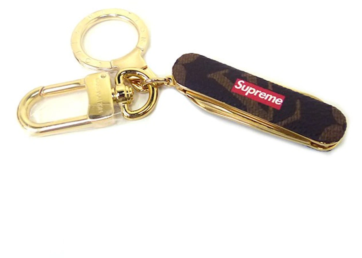 Louis Vuitton x Supreme Pocket Knife Key Chain Brown in Leather