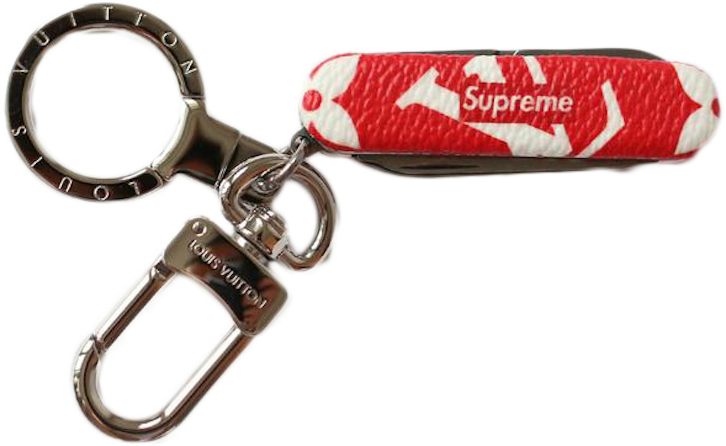 Louis Vuitton x Supreme Pocket Knife Key Chain Red in Leather with