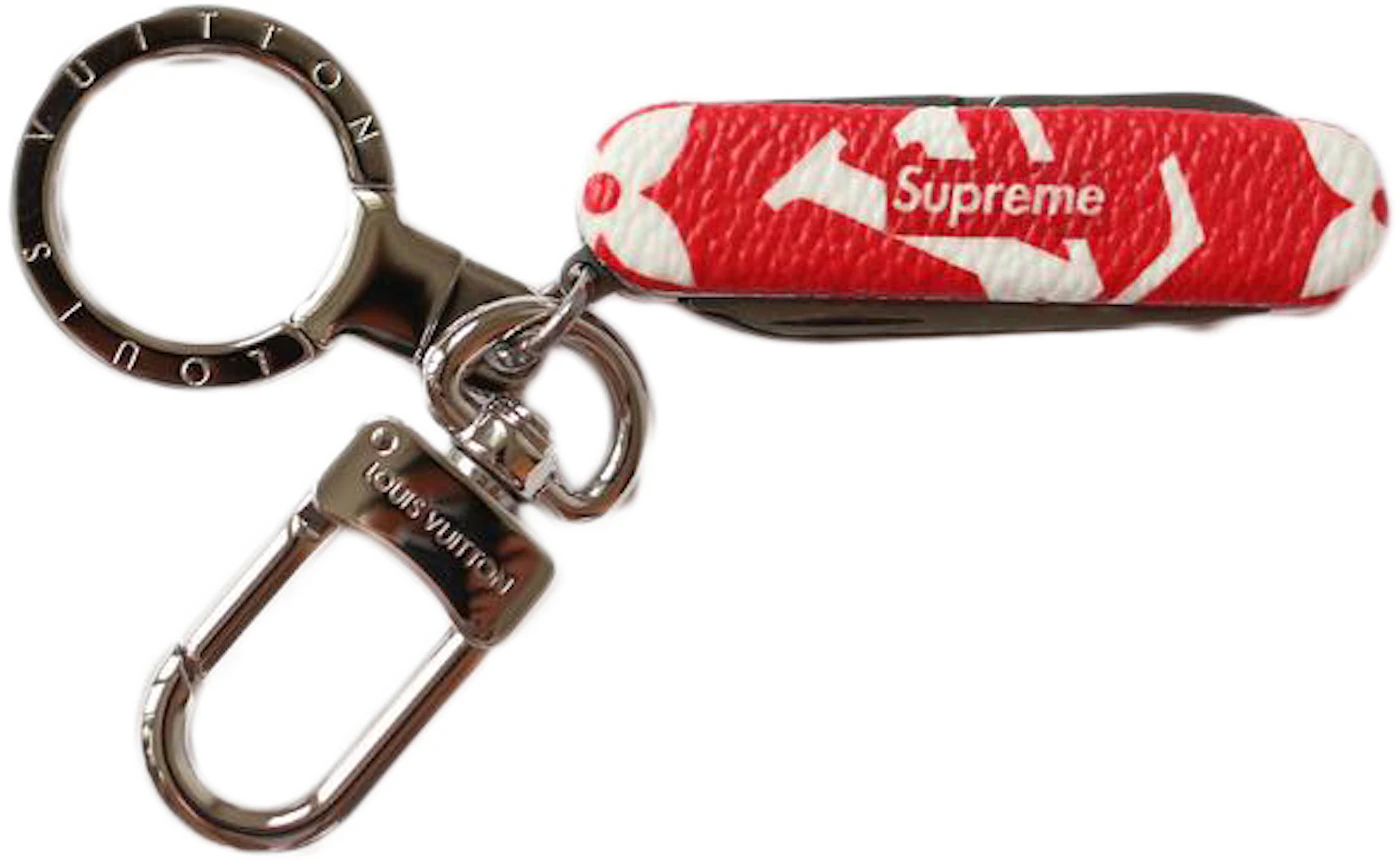 Louis Vuitton x Supreme Pocket Knife Key Chain Red in Leather with Silver -  GB