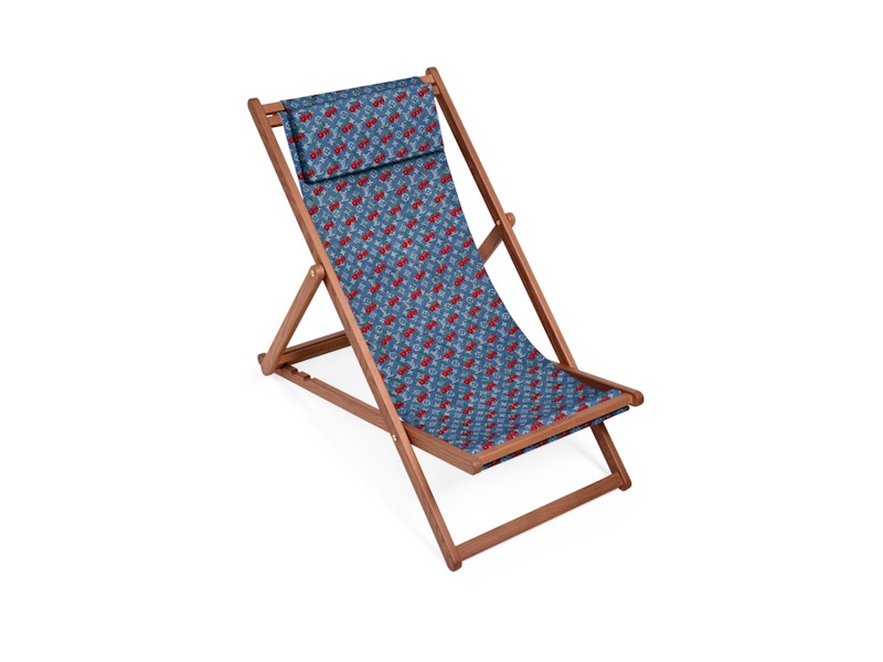 Pre-owned Louis Vuitton Women's  X Takashi Murakami Cherry Chilienne Deck Chair In Denim Monogram