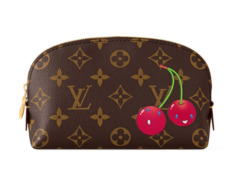 Pre-owned Louis Vuitton Women's X Takashi Murakami Cherry Cosmetic Pouch Pm In Brown Monogram