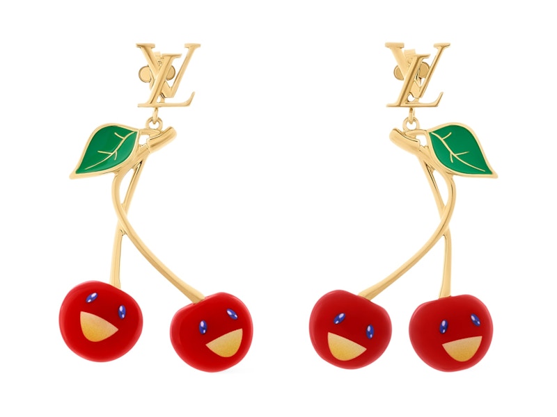 Louis Vuitton x Takashi Murakami Cherry Earrings Gold-tone Metal