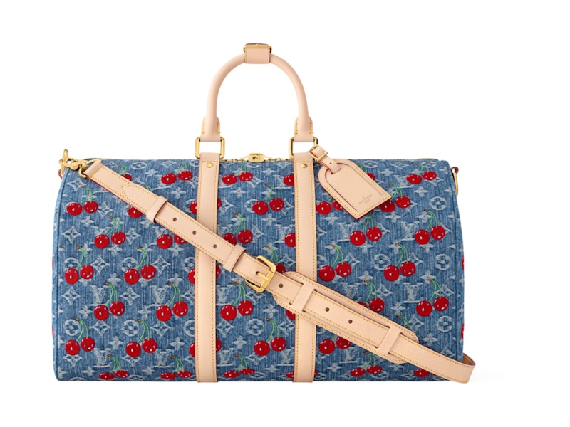 Pre-owned Louis Vuitton Women's  X Takashi Murakami Cherry Keepall Bandouliere 45 In Denim Monogram