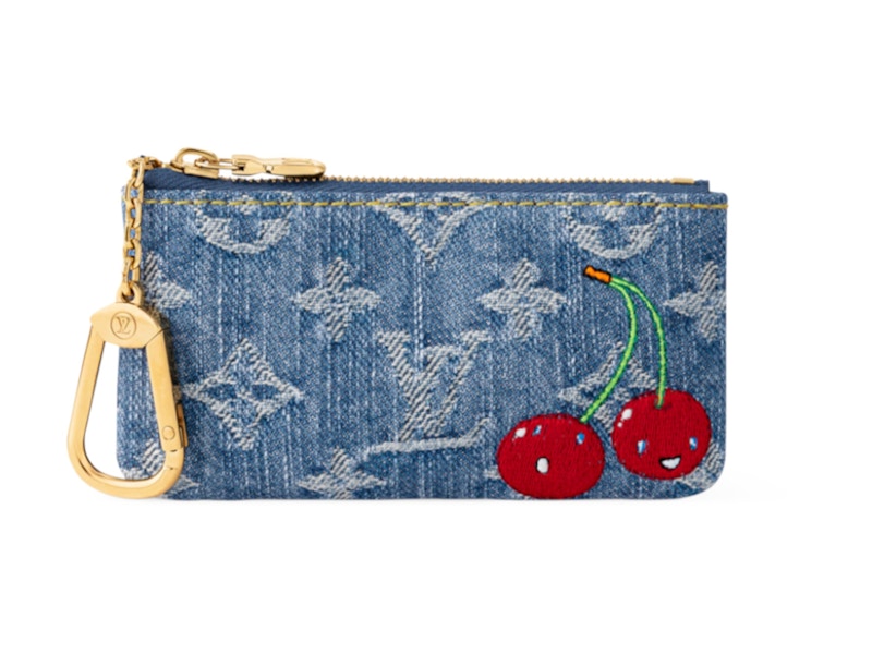 Pre-owned Louis Vuitton Women's X Takashi Murakami Cherry Key Pouch In Denim Monogram