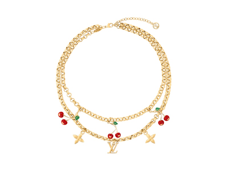 Pre-owned Louis Vuitton Women's X Takashi Murakami Cherry Necklace In Gold/tone Metal