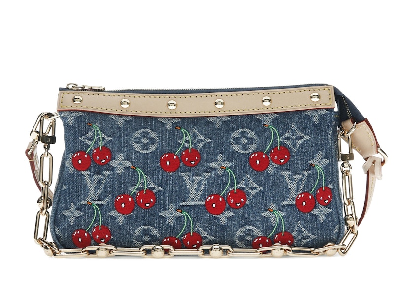 希少コラボ♪【LOUIS VUITTON x TM】Fan Cherry 扇子 Blue Denim Louis Vuitton x Takashi Murakami Fan Cherry Blue Denim in