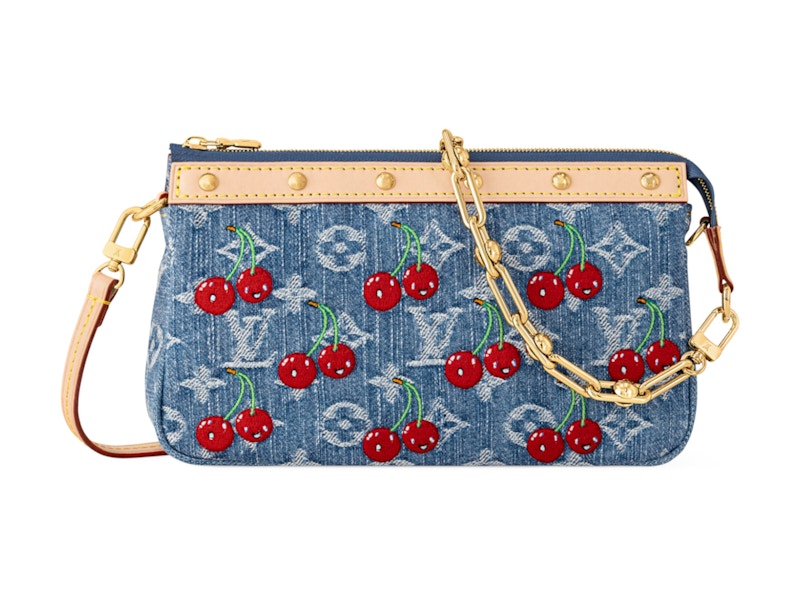 Pre-owned Louis Vuitton Women's X Takashi Murakami Cherry Pochette Accessoires In Denim Monogram