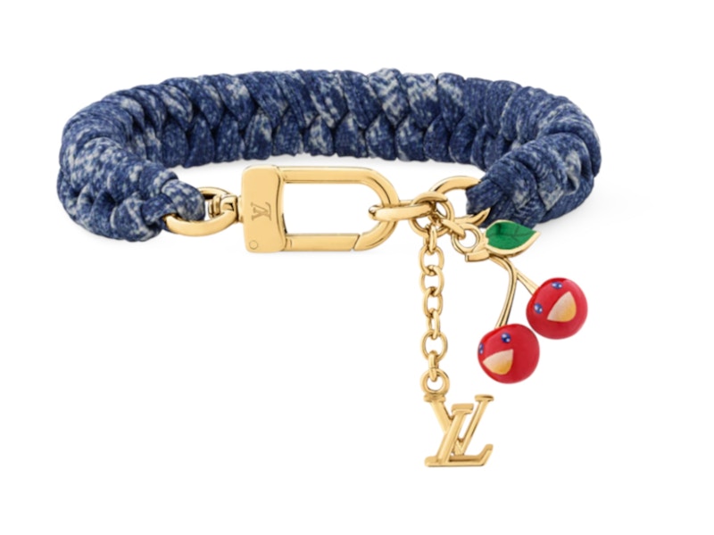Pre-owned Louis Vuitton Women's X Takashi Murakami Cherry Tressage Bracelet In Denim Monogram