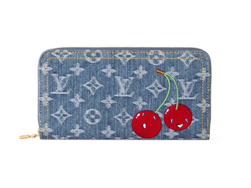 Pre-owned Louis Vuitton Women's  X Takashi Murakami Cherry Zippy Wallet In Denim Monogram