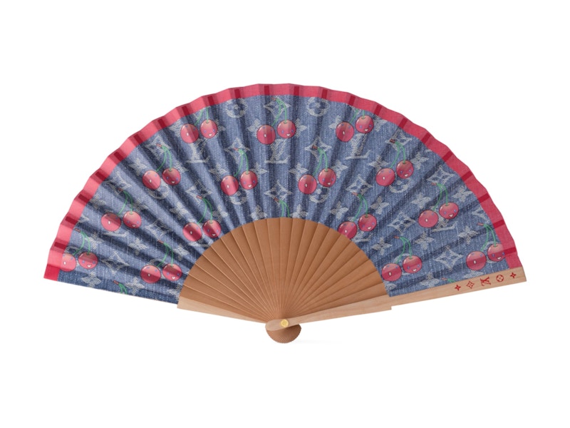 希少コラボ♪【LOUIS VUITTON x TM】Fan Cherry 扇子 Blue Denim Louis Vuitton x Takashi Murakami Fan Cherry Blue Denim in