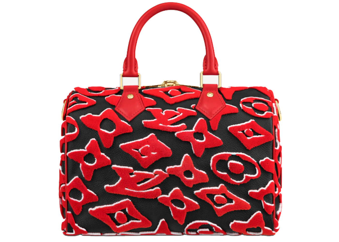 Louis Vuitton x UF Speedy Bandouliere 25 Red in Tufted Canvas with Gold ...