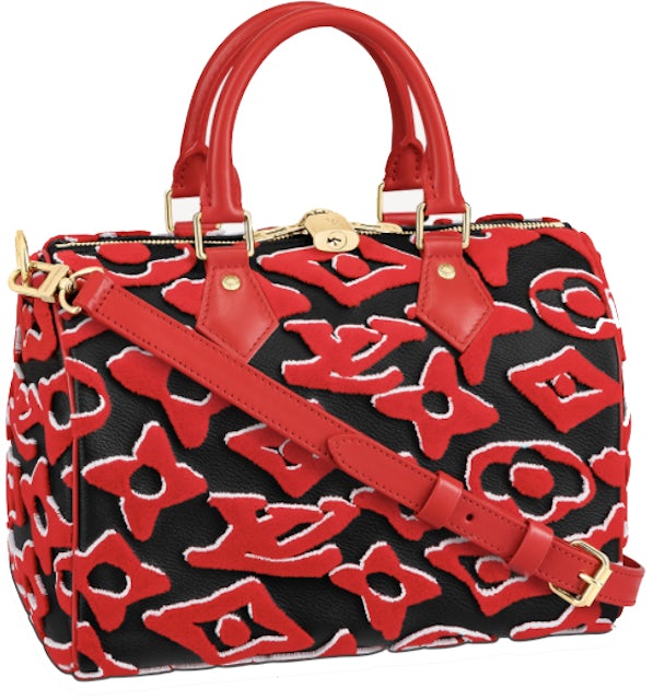 Louis Vuitton x UF Speedy Bandouliere 25 Red in Tufted Canvas with