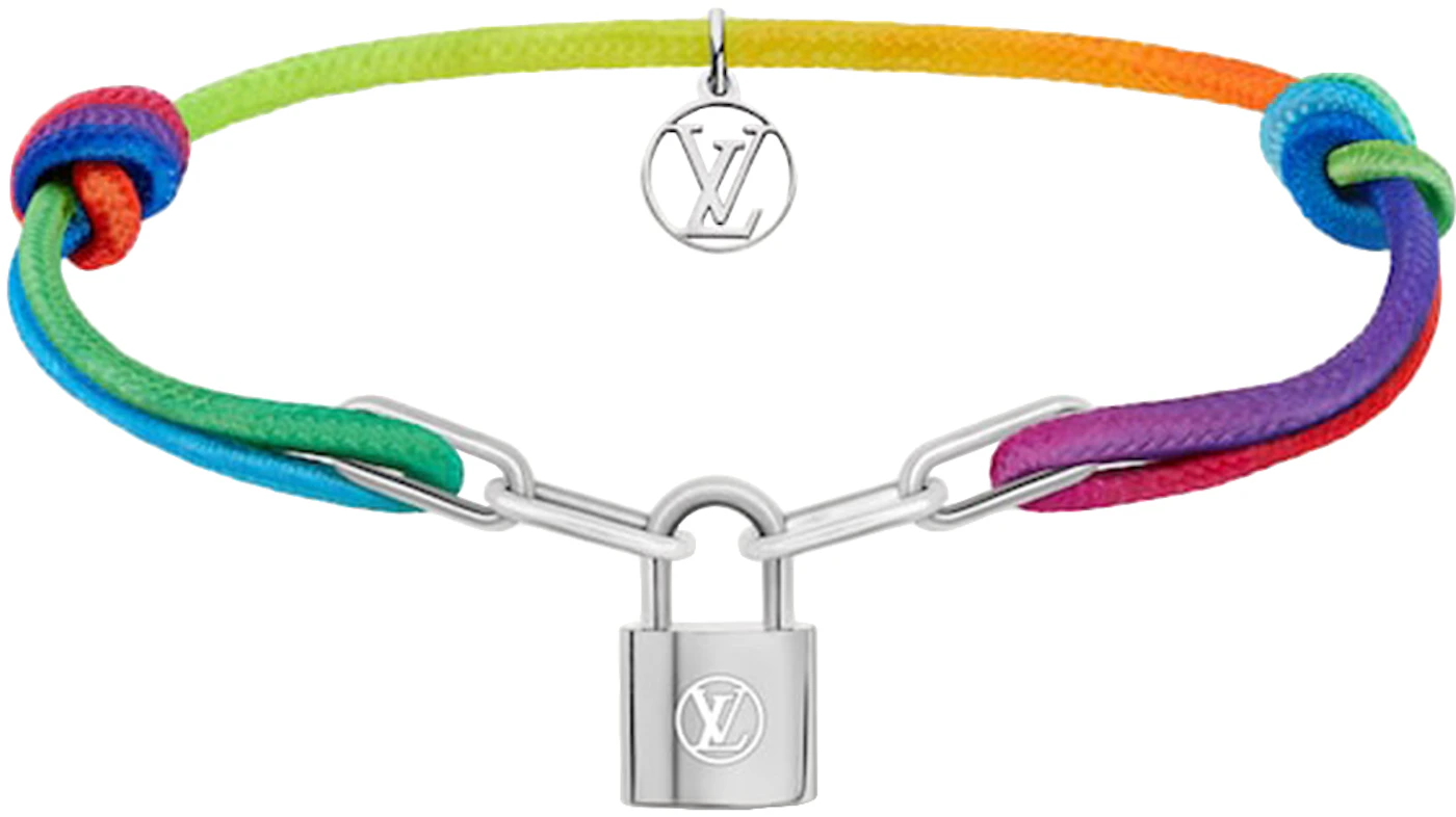 Shop Louis Vuitton Silver Lockit X Virgil Abloh Bracelet, Black