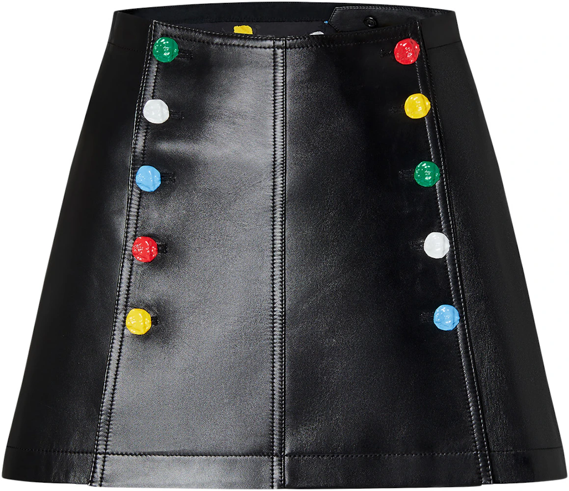 Leather mid-length skirt Louis Vuitton Black size 36 FR in Leather