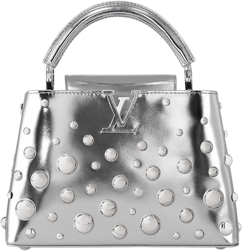 Louis Vuitton x Yayoi Kusama Capucines BB Silver in Taurillon Bull