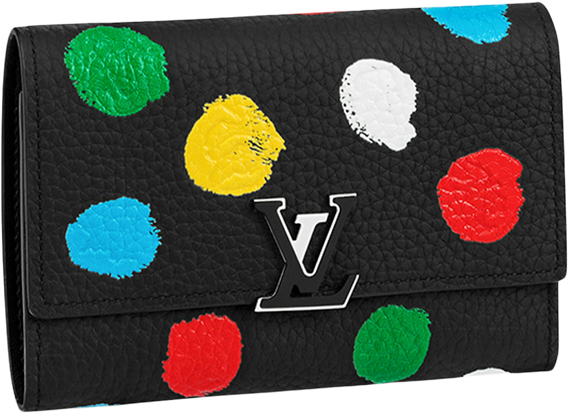 Louis Vuitton Compact Wallet Flower Lock Monogram Noir Black in