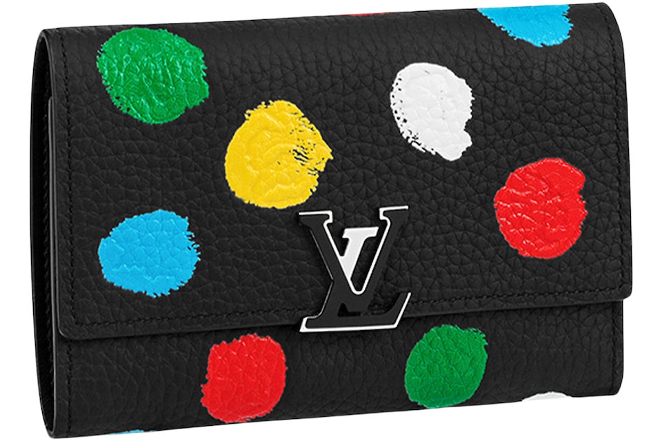 Louis Vuitton x Yayoi Kusama Capucines Compact Wallet Black in Taurillon  Bull Calfskin Leather with Silver-tone - GB