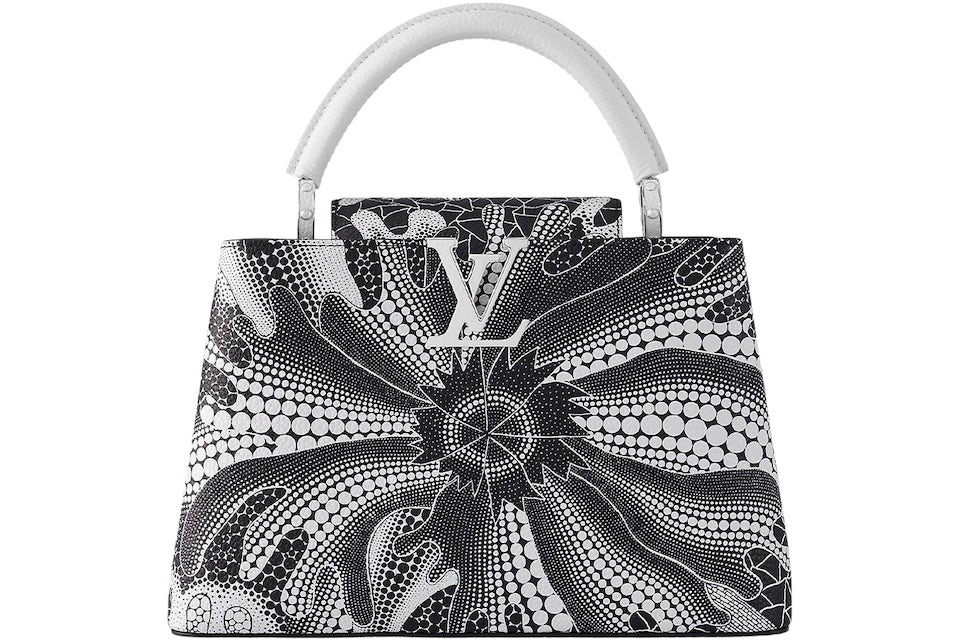 Louis Vuitton x Yayoi Kusama Capucines MM Black/White in Taurillon
