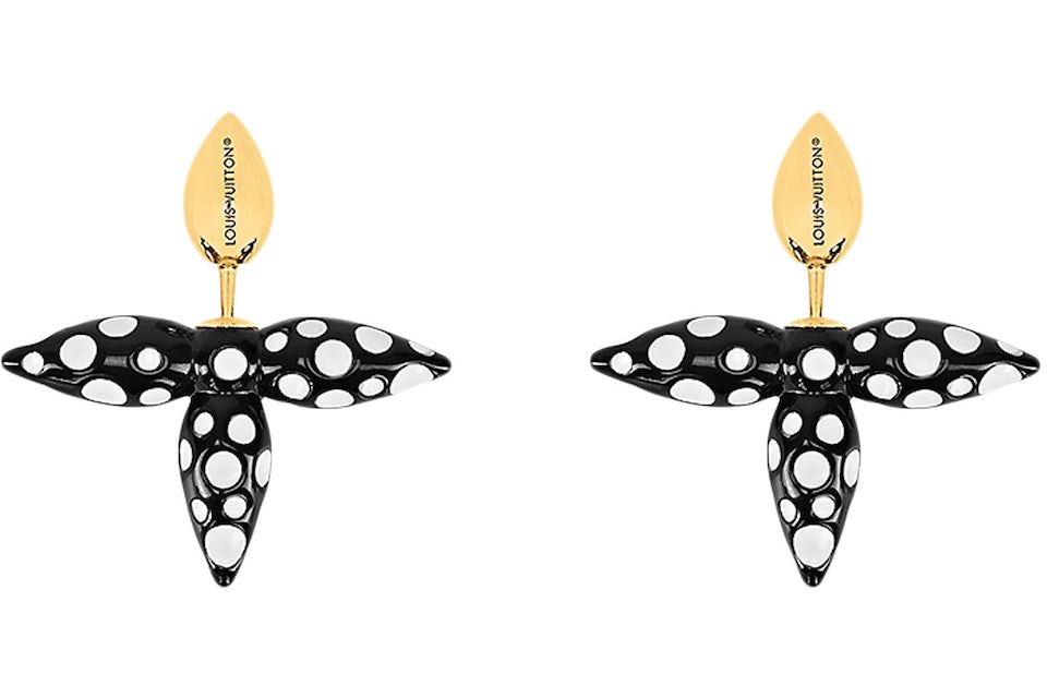 Louis Vuitton x Yayoi Kusama Louisette Infinity Dots Earrings Black/White  in Metal with Gold-tone - US