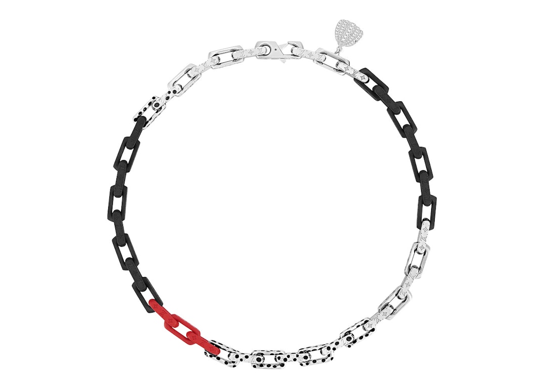 Pre-owned Louis Vuitton X Yayoi Kusama Monogram Chain Necklace Black