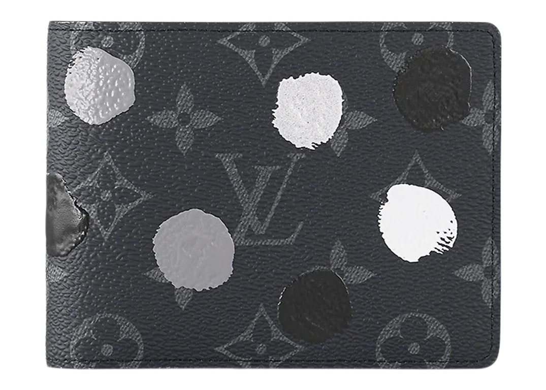 Pre-owned Louis Vuitton X Yayoi Kusama Multiple Wallet Monogram Eclipse Black/silver