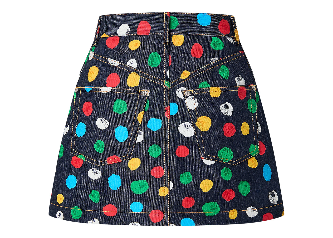 Louis Vuitton x Yayoi Kusama Painted Dots Denim Mini Skirt Indigo 