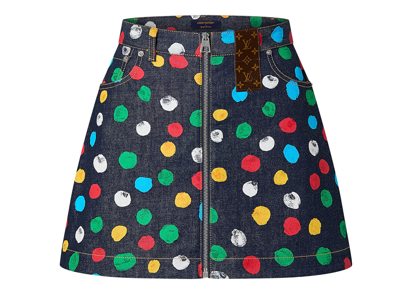Louis Vuitton x Yayoi Kusama Painted Dots Denim Mini Skirt Indigo