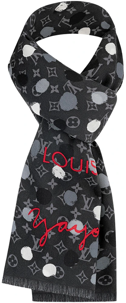 Louis Vuitton black x Yayoi Kusama Painted Dots Monogram Shawl
