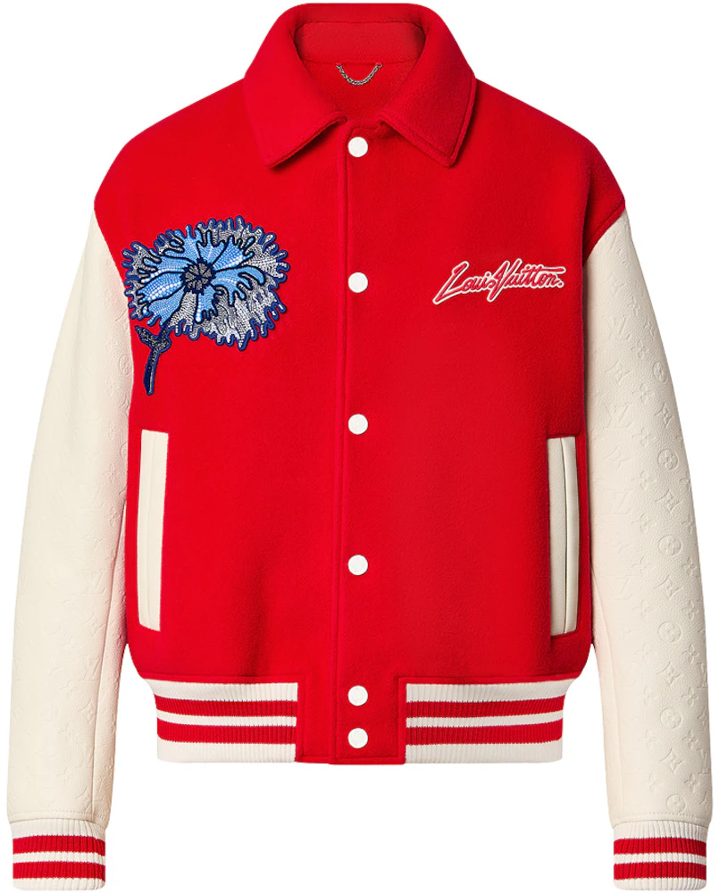 Red Wool/Leather Louis Vuitton Dreaming Pop Smoke Varsity Jacket